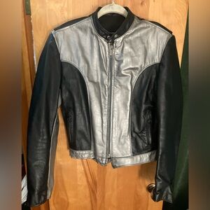 Brooks Silver and Black Leather Jacket